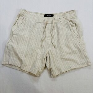 Hollister Womens Medium Beige Striped Textured Drawstring Shorts